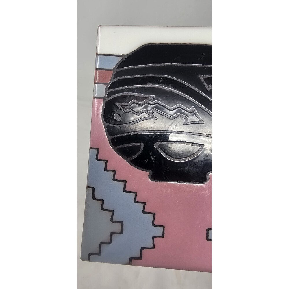 Masterworks Handcrafted Ceramic Tile Trivet/Coaster Southwestern Theme 6×6 In - Picture 3 of 8
